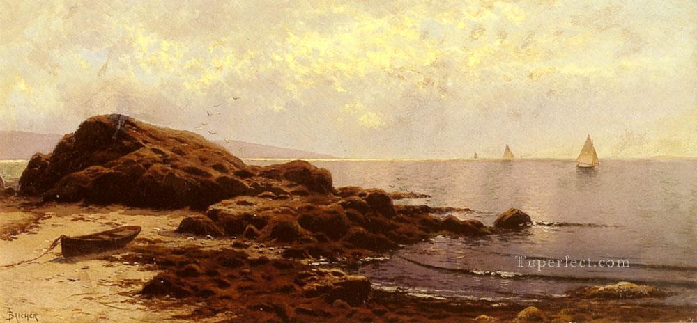Low Tide Baileys Island Maine beachside Alfred Thompson Bricher Oil Paintings